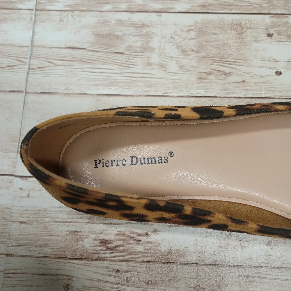 Pierre Dumas Leopard / Cheetah Print Flat Ballet Slipper Shoes Size 7 Tan Black